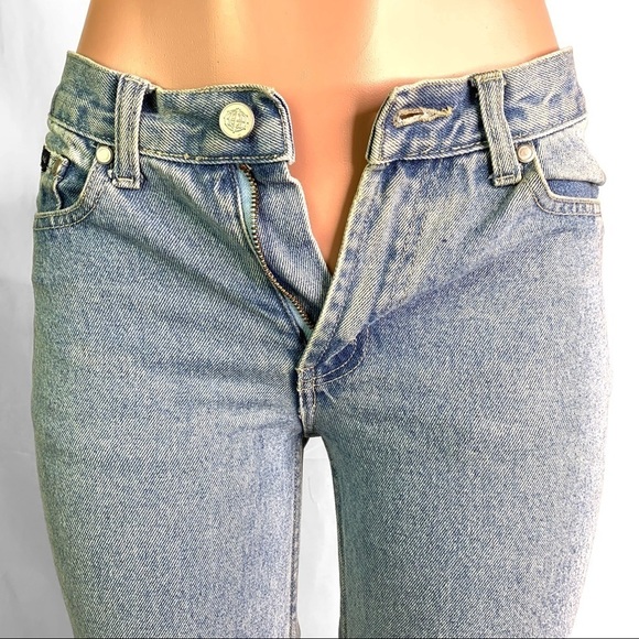 VINTAGE GLOBAL MIND BLUE WASHED JEANS 100% COTTON DENIM STRAIGHT CUT  WOMEN 28 - Picture 13 of 17